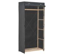 Holekex Armario de tela gris con marco de madera, 79 x 40 x 170 cm, perchero con barra y espacio de almacenamiento, armario plegable para dormitorio, pasillo y dormitorio juvenil