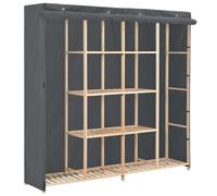 Holekex Armario gris de tela y madera maciza de abeto 173 x 40 x 170 cm con barra y varios compartimentos para dormitorio, pasillo, habitación juvenil, espacio de almacenamiento y guardarropa