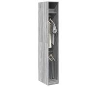 Holekex Armario gris Sonoma de madera 30 x 50 x 200 cm con espacio de almacenamiento y perchero para dormitorio, pasillo, dormitorio juvenil y vestíbulo, armario compacto con estante y barra