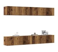 Holekex Juego de 4 armarios de pared para TV, madera vieja, 100 x 30 x 30 cm, con espacio de almacenamiento, 2 puertas, montaje en pared para salón, dormitorio, cine en casa y canal para cables