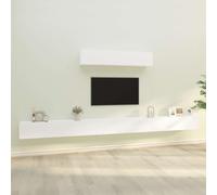 Holekex Juego de 6 muebles de TV de madera blanca con 6 armarios, montaje en pared, espacio de almacenamiento, muebles de salón, mesa baja, aparador, estante, canal de cables