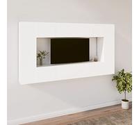 Holekex Juego de 8 muebles de TV de madera blanca con gran capacidad de almacenamiento y montaje en pared, incluye cajones, puertas, estante y canal para cables para sala de estar y cine en casa