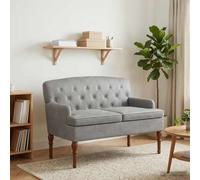 Holekex Loveseat - Asiento de dos plazas, color gris claro, con cierre de botón, terciopelo, 111 x 65 x 79 cm, marco de madera y asiento acolchado extraíble para salón, balcón