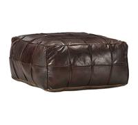 Holekex Puf marrón oscuro de auténtica piel de cabra 60 x 60 x 30 cm, taburete acolchado y puf, reposapiés con relleno de algodón para salón, dormitorio, oficina, acogedor estante y decoración