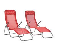 Holepyr Tumbona plegable de textileno, color rojo, para jardín, playa, piscina, respaldo ajustable, 142 x 60 x 97 cm, 120 kg, para jardín, terraza, balcón