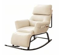 HOLGVE Mecedora, Sofá Individual, Sillones Modernos, con Respaldo Alto y Base de Metal, for Sala de Estar, Dormitorio, Balcón, Oficinas for Dormir la Siesta(White)
