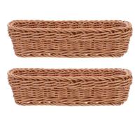Holibanna 2 Piezas Cesta de Almacenamiento Tejida Marrón de Plástico | Mesa de Comedor y Balcón, Reutilizable y Ligera, Uso Prolongado, Organizador de Cubiertos