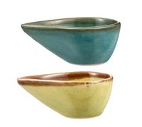 HOLIDYOYO 2 Piezas Cuencos de Cerámica para Aceites Esenciales Superficie Lisa Rebabas, Ideales para Aromaterapia en Casa y Hoteles, Diseño Verde y Amarillo