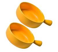 HOLIDYOYO 2piezas Platos Redondos De Cerámica Para Hornear Frutas Ensaladas Asa Cerámica Utensilios De Cocina