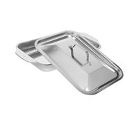 HOLIDYOYO Bandeja de Acero Inoxidable para Asar Pescado con Tapa Rectangular Profunda para Horno Doméstico Resistente Altas Temperaturas Fácil de Limpiar y Anti-salpicaduras para Cocina