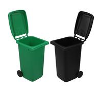 HOLIDYOYO Mini Papelera De Escritorio Portalápices 2piezas Plástico Negro y Verde Diseño Divertido para Oficina y Hogar
