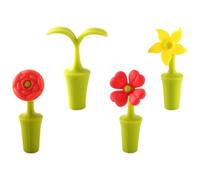 HOLIDYOYO Tapones de Silicona Pack de 4 Unidades para Botellas de Vino Diseño Creativo en Forma de Flor Decorativos y Anti Óxido para Mantener Frescura