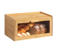HollyHOME - Paneras para cocina de bambú natural rectangular, contenedores de almacenamiento de pan, caja de almacenamiento de pan con tapa transparente acrílica, rectangular transparente