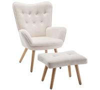 HollyHOME Sillon con Reposapies Salon Sillon Lectura Butacas de Salon Relax Sillones Comodos Terciopelo Dormitorio, Beige
