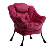 HollyHOME Sillon para Salon Sillón Relax Terciopelo Sillon Lectura Dormitorio Comodos Butacas de Salon Silla en Metal, Rojo