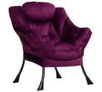 HollyHOME Sillon para Salon Sillón Relax Terciopelo Sillon Lectura Dormitorio Comodos Butacas de Salon Silla en Metal, Púrpura