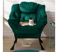 HollyHOME Sillon para Salon Sillón Relax Terciopelo Sillon Lectura Dormitorio Comodos Butacas de Salon Silla en Metal, Verde