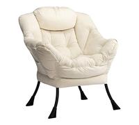 HollyHOME Sillon para Salon Sillón Relax Terciopelo Sillon Lectura Dormitorio Comodos Butacas de Salon Silla en Metal, Beige
