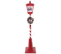 Holyart Adornos navideños de exposición: Farola roja navideña Movimiento Nieve y muñeco de Nieve 180 cm