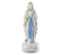 Holyart Imágenes de Resina y PVC: Estatua Virgen de Lourdes Resina Blanca Detalles Oro y Azul 10 cm
