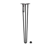 HOLZBRINK 1x Pata de la Mesa Hairpin Leg de Acero con Triple Varilla, Hairpin Pata para Mesa de Estilo Industrial, Altura: 72 cm, Negro Intenso, Protectores Anti-arañazos incluidos HLT-13A-72-9005