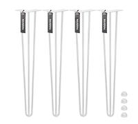 HOLZBRINK 4X Pata de la Mesa Hairpin Leg de Acero con Triple Varilla, Hairpin Pata para Mesa de Estilo Industrial, Altura: 100 cm, Blanco Tráfico, Protectores Anti-arañazos incluidos HLT-13A-100-9016