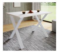 Mesa de madera | H. 76 x W. 140 x T. 50 cm | Reposapiés de alta calidad y sólido | Pies de hierro | Mesa de cocina - Xona U