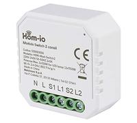 Hom-io | Módulo Interruptor Empotrable 10A 2 Canales 2x5A, Interruptor WiFi para Control Remoto de Luces y Dispositivos, Controlable por App o Interruptor, Compatible con Alexa y Google Home