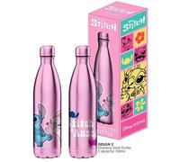 HOMADICT - Botella aislante de acero inoxidable reutilizable Stitch & Angel Kiss - Mantenimiento caliente y frío 12 horas - Para deporte, viaje, diario, 500 ml - BPA Free - Licencia oficial