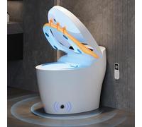 Homary Inodoro Inteligente Japonés con Bidé Integrado Automático, Asiento Calefactable, Luz Nocturna WC Moderno Blanco para Baños de Lujo, Tapa Automática Sistema, Salida por la Pared, J021123606