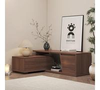 Homary Mueble TV Extensible Fero 180 cm con 3 Cajones, Color Nogal, Estilo Moderno para Salón y Almacenaje, Centro de Entretenimiento Minimalista(Extensible: 180-280cm) (120cm- Nogal)