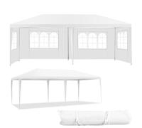 HOMASIS Carpa Plegable 3x6 M, Camping Pabellón Impermeable con 4 Paredes Laterales y Ventanas, Cenador con Bolsa de Transporte, Exterior Gazebo de jardín para Fiesta, Boda, Blanco