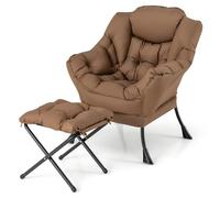 HOMASIS Sillón Relax Reclinable con Taburete Orejero, Butaca de Salón de Lectura con Bolsillo Lateral y Reposapiés Antideslizante para Dormitorio, Oficina, Soporta hasta 150 kg, 81x75x94,5cm