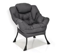 HOMASIS Sillón Relax Reclinable Orejero, Butaca de Salón de Lectura con Bolsillo Lateral y Reposapiés Antideslizante para Dormitorio, Oficina, Soporta hasta 150 kg, 81x75x94,5cm (Gris 2)