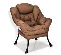 HOMASIS Sillón Relax Reclinable Orejero, Butaca de Salón de Lectura con Bolsillo Lateral y Reposapiés Antideslizante para Dormitorio, Oficina, Soporta hasta 150 kg, 81x75x94,5cm (Marrón, Modelo 2)
