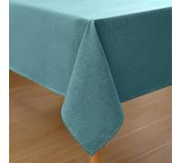 Homaxy Mantel lino lavable efecto loto rectangular 140x300 cm impermeable antimanchas verde azulado