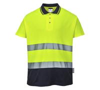 Hombre Alta Visibilidad Algodón Contraste Polo Absorbe la Humedad 40+ Upf Rated