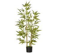 HOMCOM 120cm Planta artificial de interior en maceta con 336 hojas, Planta de bambú de imitación realista para interior y exterior