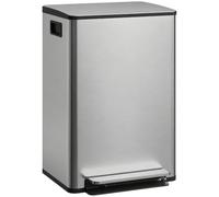 HOMCOM 13.2 Gal./50 L Cubo de basura antihuellas Soft-Close Tapa Plateado | Cubo de basura de acero inoxidable para cocina, cubo interior extraíble, filtro de olores, cubo de basura para el hogar