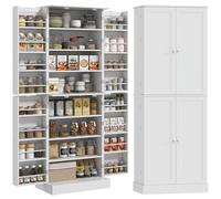 HOMCOM 165 cm Armario de despensa de Cocina 16 estantes de Puerta Blanco