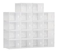 HOMCOM Organizador de zapatos modular 18 cubos con puertas magnéticas 28x36x21 cm transparente