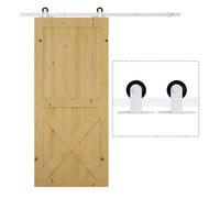 HomCom Herraje puerta corredera 183 cm – Kit para puerta de madera, riel de acero al carbono blanco