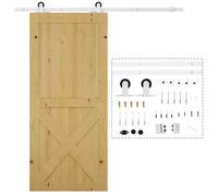 HOMCOM 183 cm Herraje para Puerta Kit de Accesorios para Puerta Corrediza de Madera con Guía de Suelo Riel de Acero al Carbono Blanco Aosom España