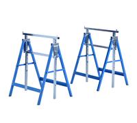 HOMCOM Set de 2 Caballetes Telescópicos Plegables con Altura Ajustable Caballetes de Sierra de Acero para Mesa y Trabajo de Bricolaje Carga 200 kg 68x58x80-130 cm Azul
