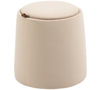HOMCOM 2-en-1 Puff de Terciopelo con Almacenamiento y Tapa Desmontable de Φ44 cm x 47,5 cm Beige