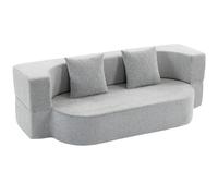 HOMCOM 2 en 1 Sofá Cama 2 Plazas con 2 Cojines Desenfundables Reposabrazos Asiento Acolchado en Chenilla Gris Claro Aosom España