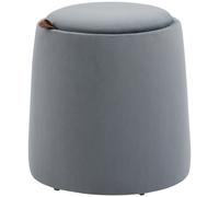 HOMCOM 2-in-1 Hocker en terciopelo con almacenamiento y tapa desmontable Ø44 cm x 47,5 cm Gris