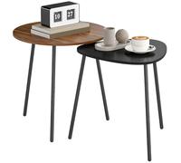 HOMCOM 2 mesas de café nido, contemporáneo, nogal y negro