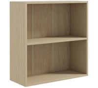 HOMCOM 2 Niveles estantería Baja con Compartimentos, Madera Natural | Estante ajustable, librero, estante de exhibición y almacenamiento, home office, salón, estudio