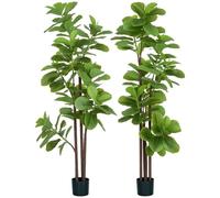 HOMCOM 2-Pack Árboles Ficus lyrata Artificiales de Interior 180cm Verde
